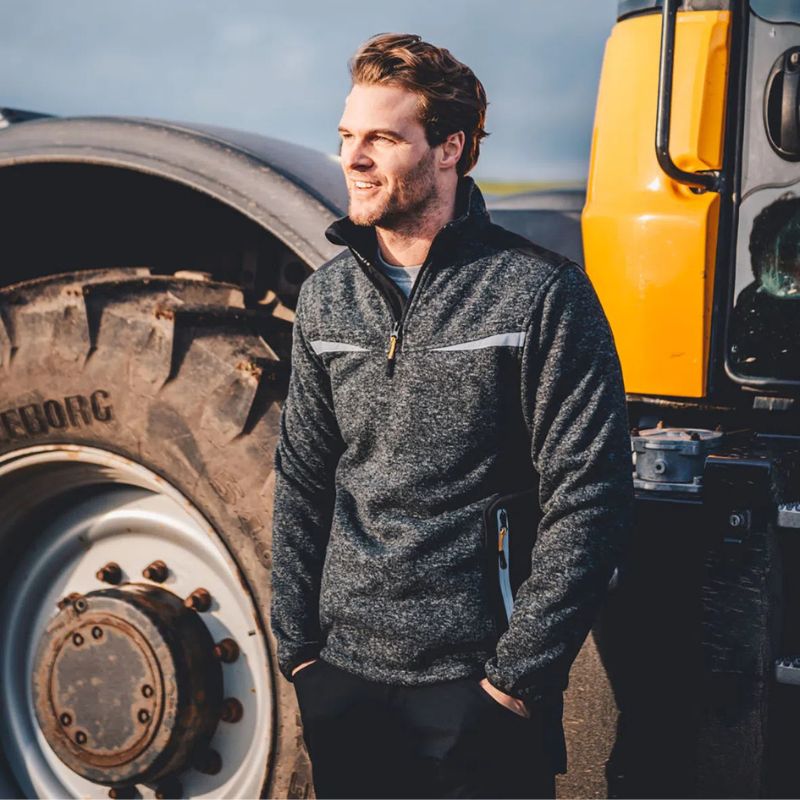 JCB TRADE ELMHURST II GREY QUARTER ZIP KNITTED JUMPER (2)